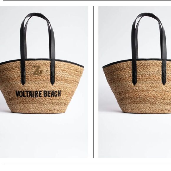 Zadig & Voltaire Initiale Woven Jute Tote FLAWED - Picture 2 of 14
